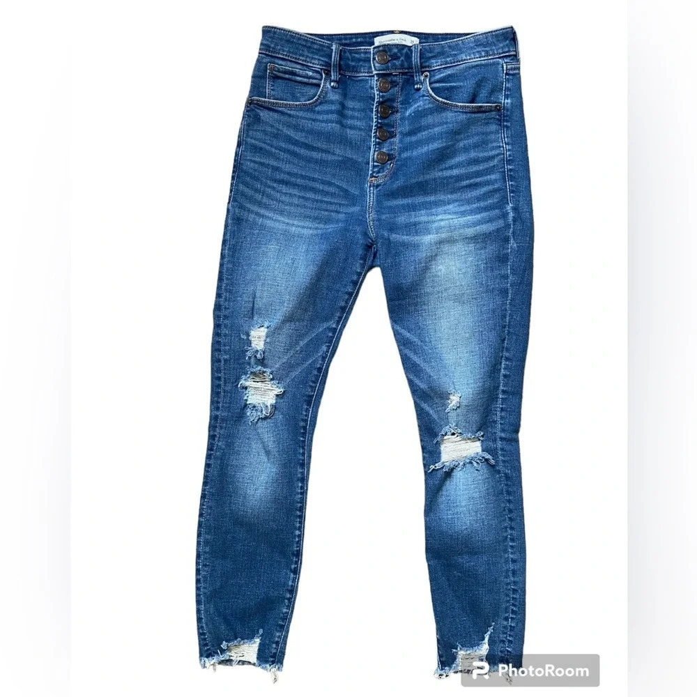 Abercrombie & Fitch Super Skinny High Rise Button Fly Raw Hem Jeans 26